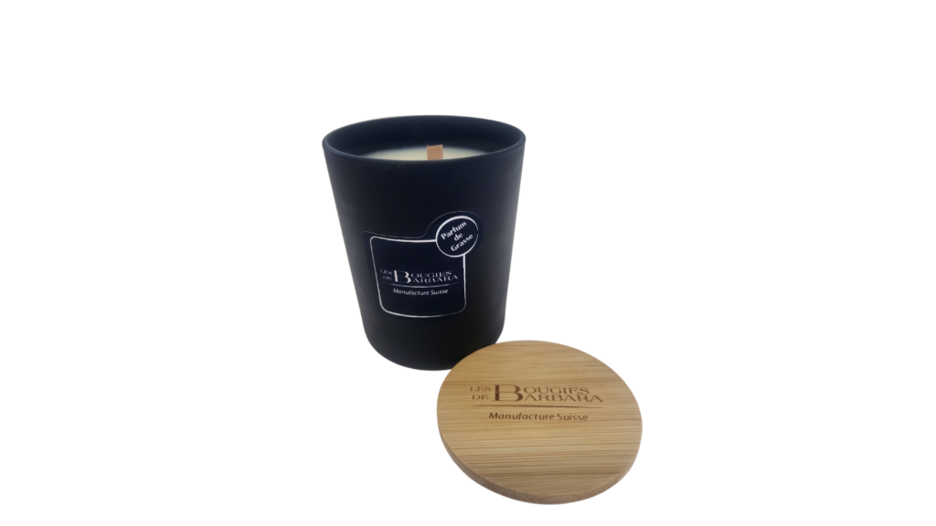 Bougie Zen noire 180 g – mèche en bois — Les Bougies de Barbara