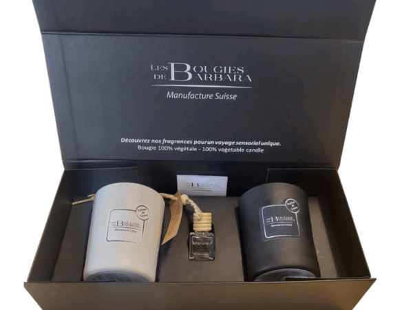 Les Bougies de Barbara - Coffret 2 pièces Bougies ZEN noire & blanche + diffuseur pour voiture