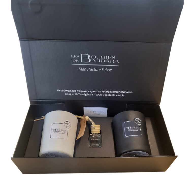 Coffret Zen – deux bougies 180 g et diffuseur voiture 7 ml