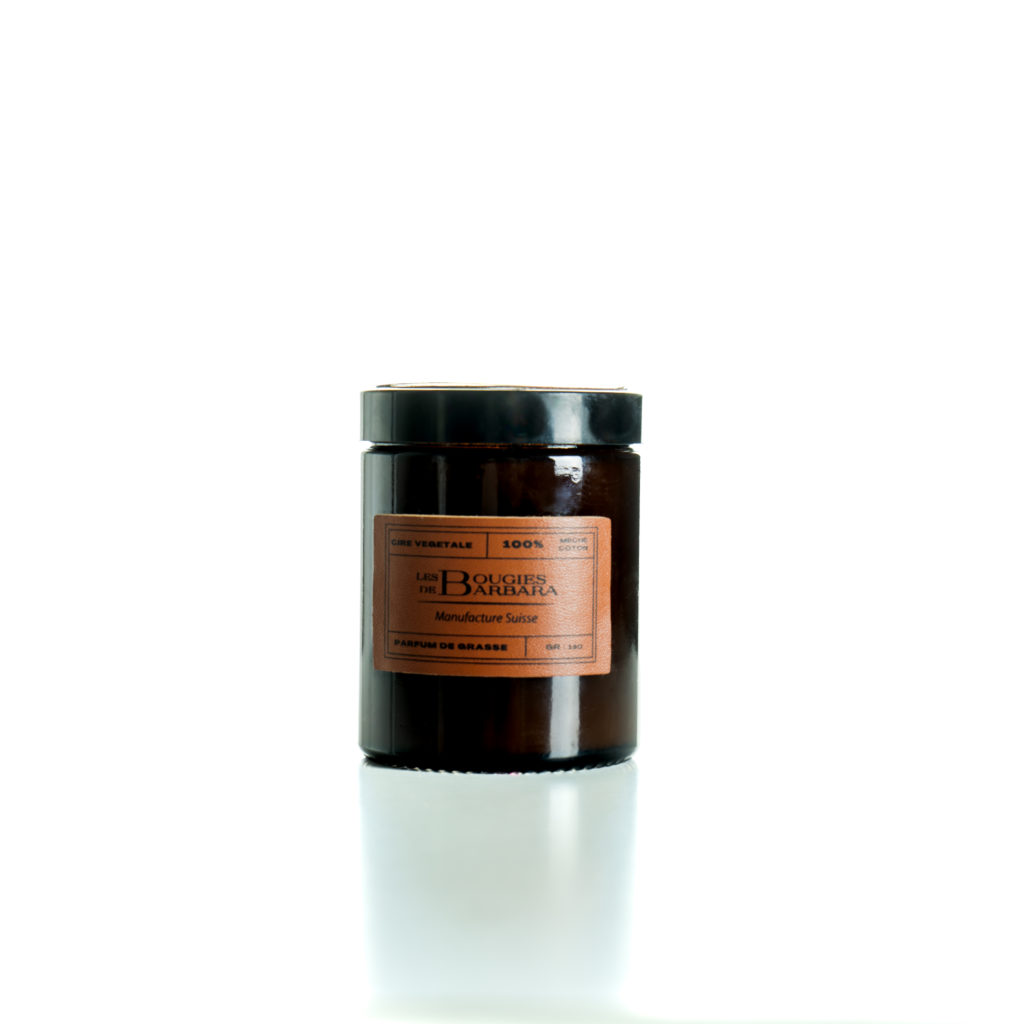 Bougie Officine 150 g – verre ambré — Les Bougies de Barbara