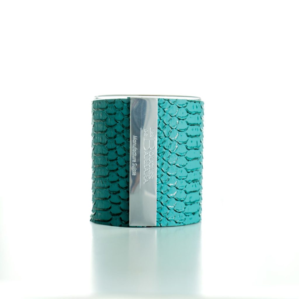 Bougie Joya Serpent turquoise 300 g – mèche en bois — Les Bougies de Barbara