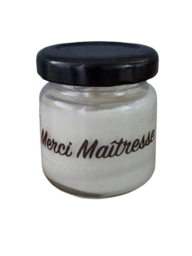 Mini-bougie 30 g « Merci Maîtresse » – couvercle noir — Les Bougies de Barbara