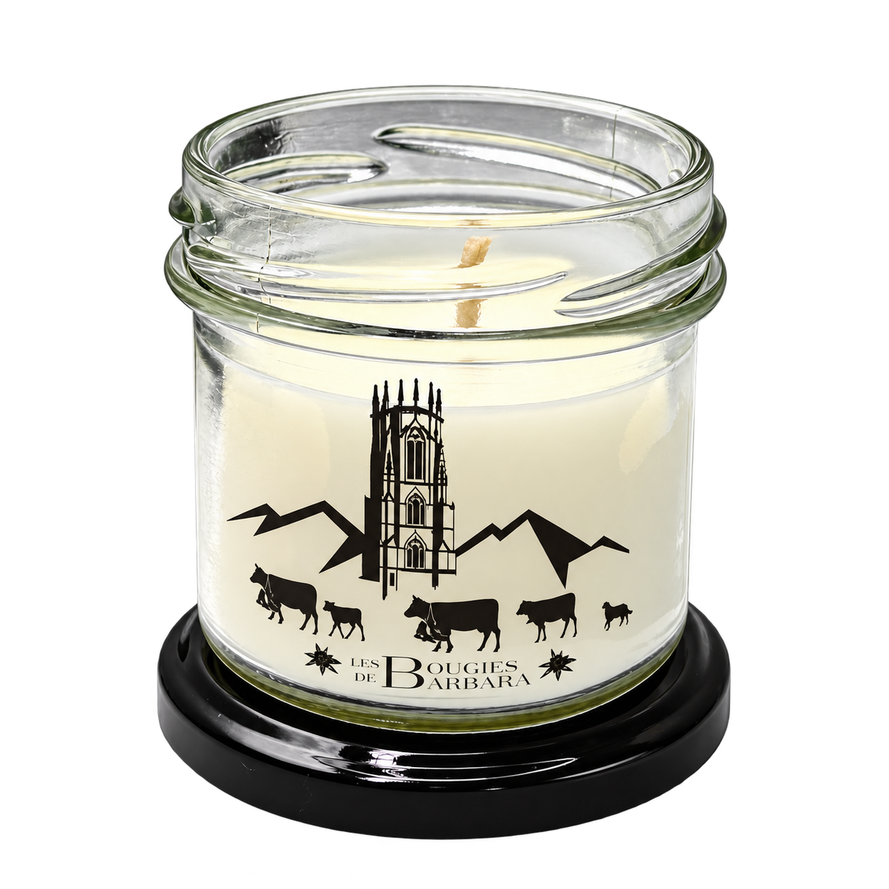 Bougie Poya 90 g – Cathédrale de Fribourg – couvercle noir